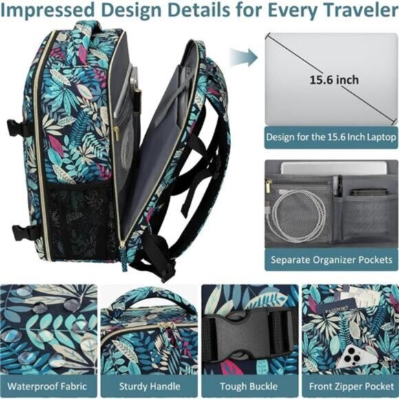 Carry on Backpack for Women Leaf main image 4